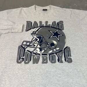 Vintage Dallas Cowboys Shirt Mens 2XL Gray NFL Football Long Sleeve Made USA 90s